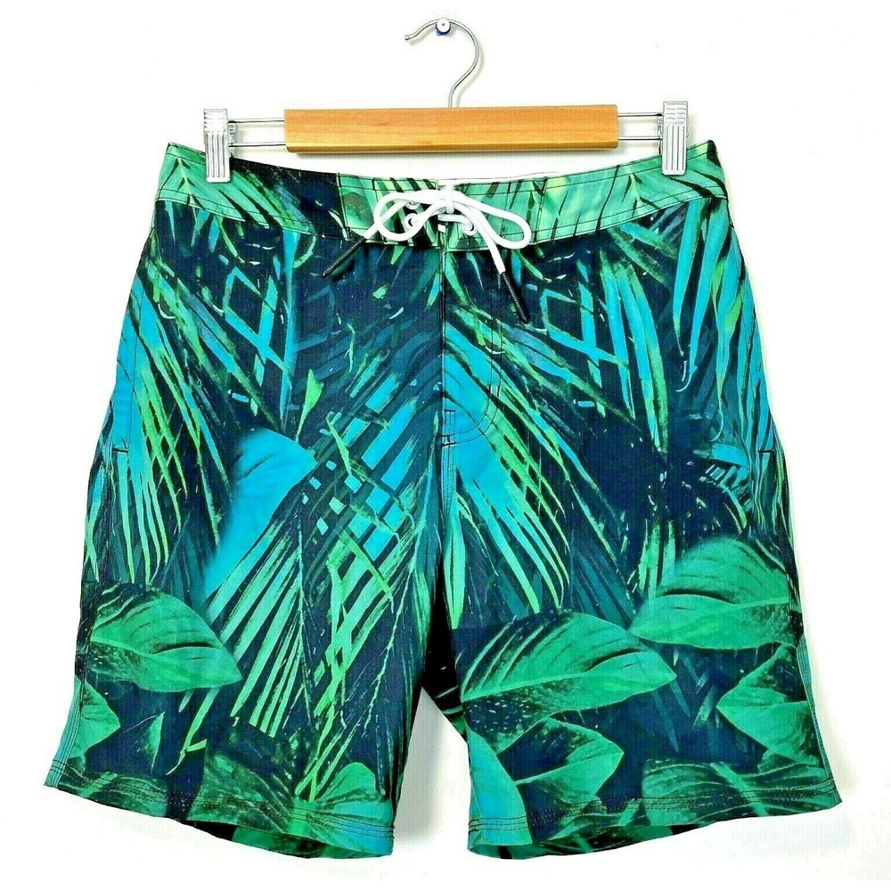 AMERICAN EAGLE Boardshorts Mens S 30 x 8" Green Blue Print‎ Swim Trunks Shorts